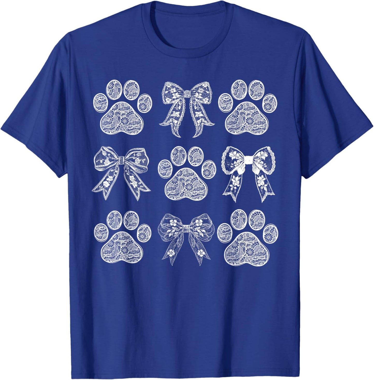 Lace Dog Coquette Bow Dog Paw Print Cat Dog Mom Mother's Day T-Shirt - T-Shirt | Royal