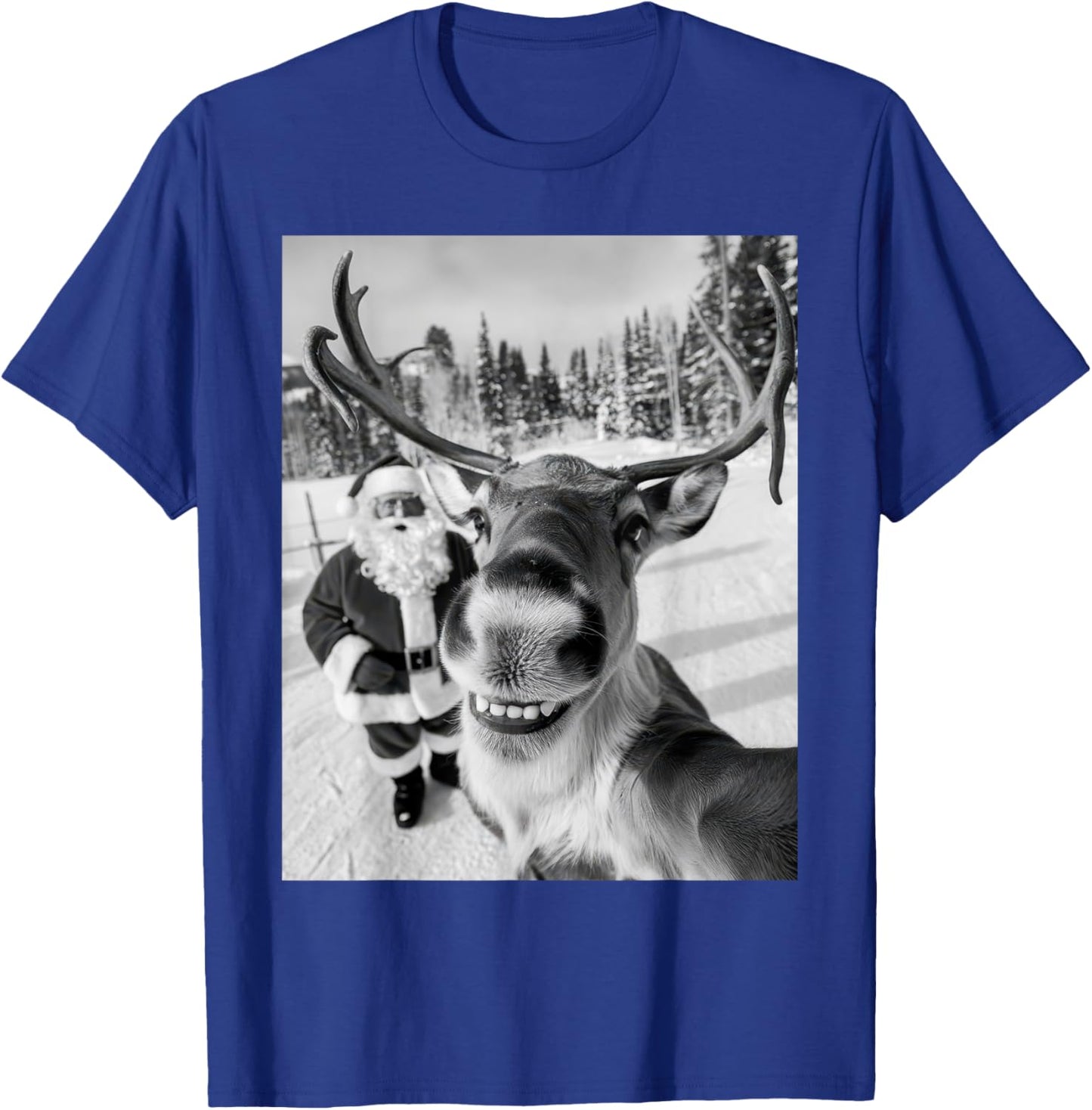 Reindeer Selfie Christmas Party Selfie Funny Reindeer Xmas T-Shirt - T-Shirt | Royal