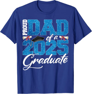 Proud Dad Of A Class Of 2025 Senior Graduate Men Women T-Shirt - T-Shirt | Royal