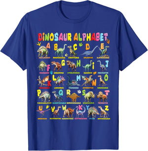Types of Dinosaurs Alphabet A-Z ABC Dino Boys Kids Girls T-Shirt - T-Shirt | Royal