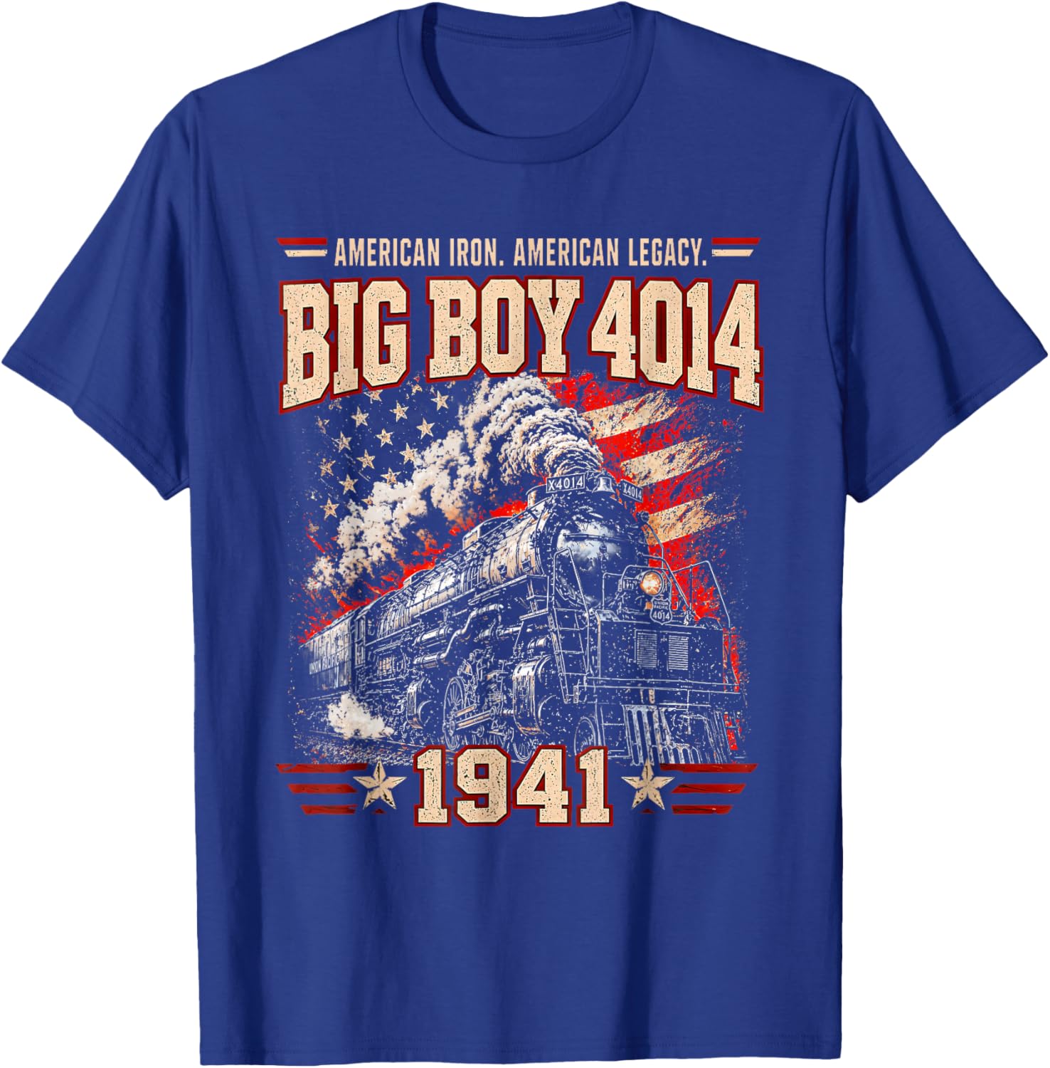 Big Boy 4014 Steam Engine Locomotive Train Vintage Railroad T-Shirt - T-Shirt | Royal