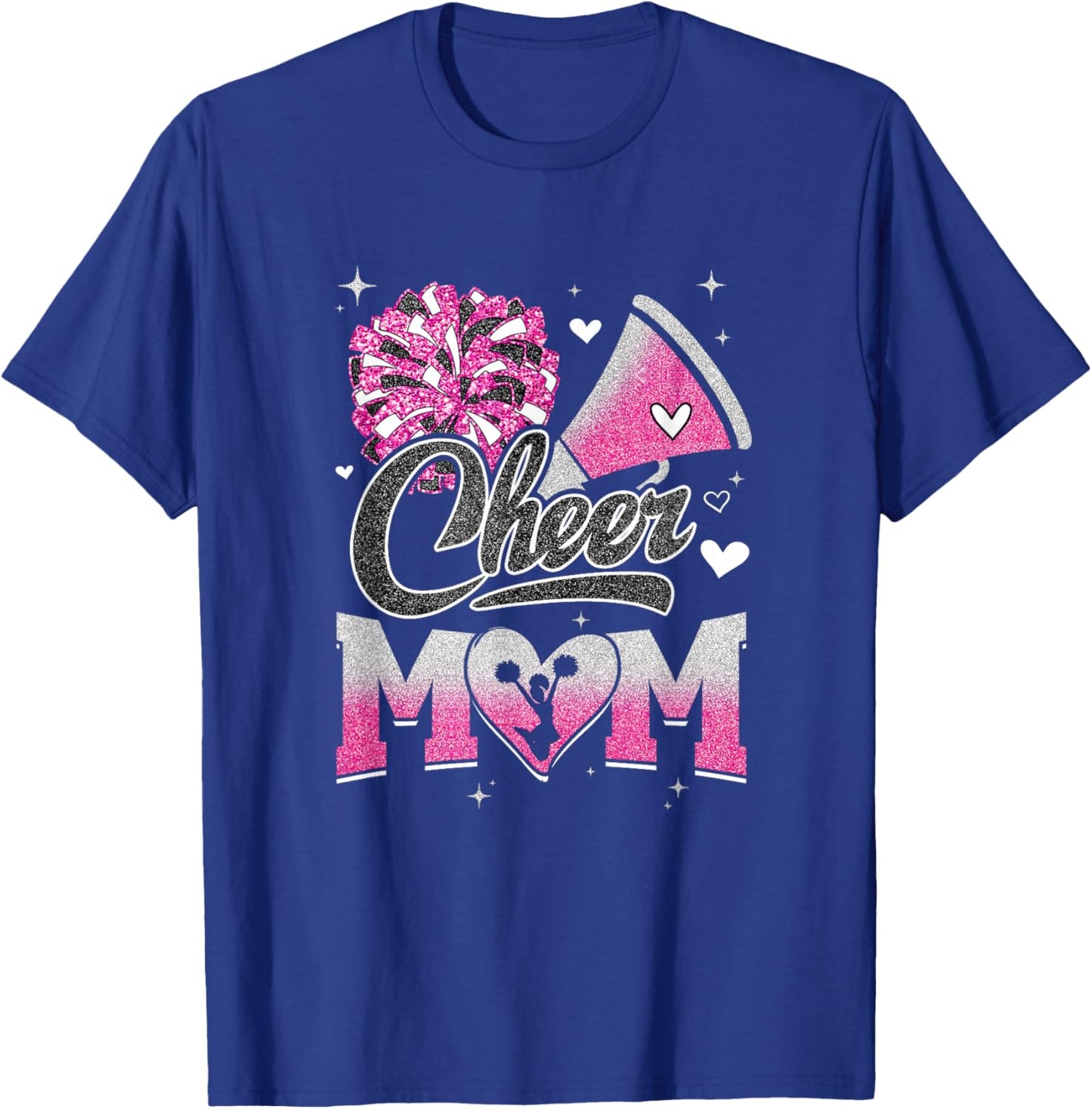 Cheer Mom Pink Cheerleading Football Graphic T-Shirt - T-Shirt | Royal