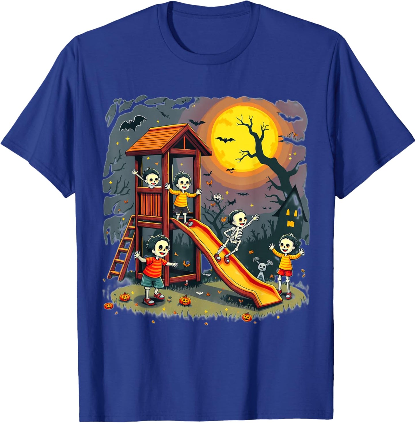 Horror Clubhouse In Park Halloween 2025 Costume Present T-Shirt - T-Shirt | Royal