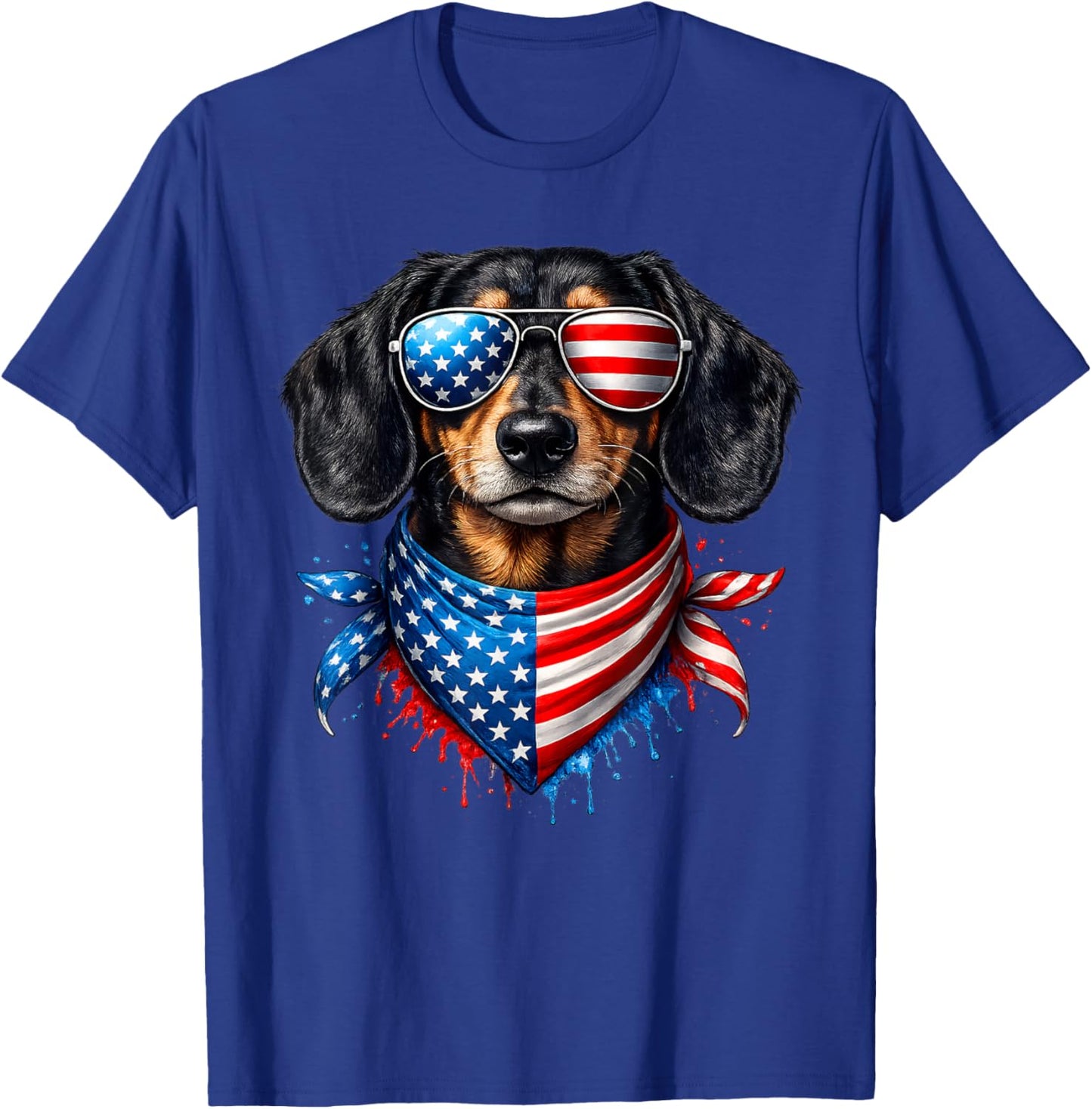 Dachshund Bandana 4th of July Patriotic Dog Lovers USA Flag T-Shirt - T-Shirt | Royal