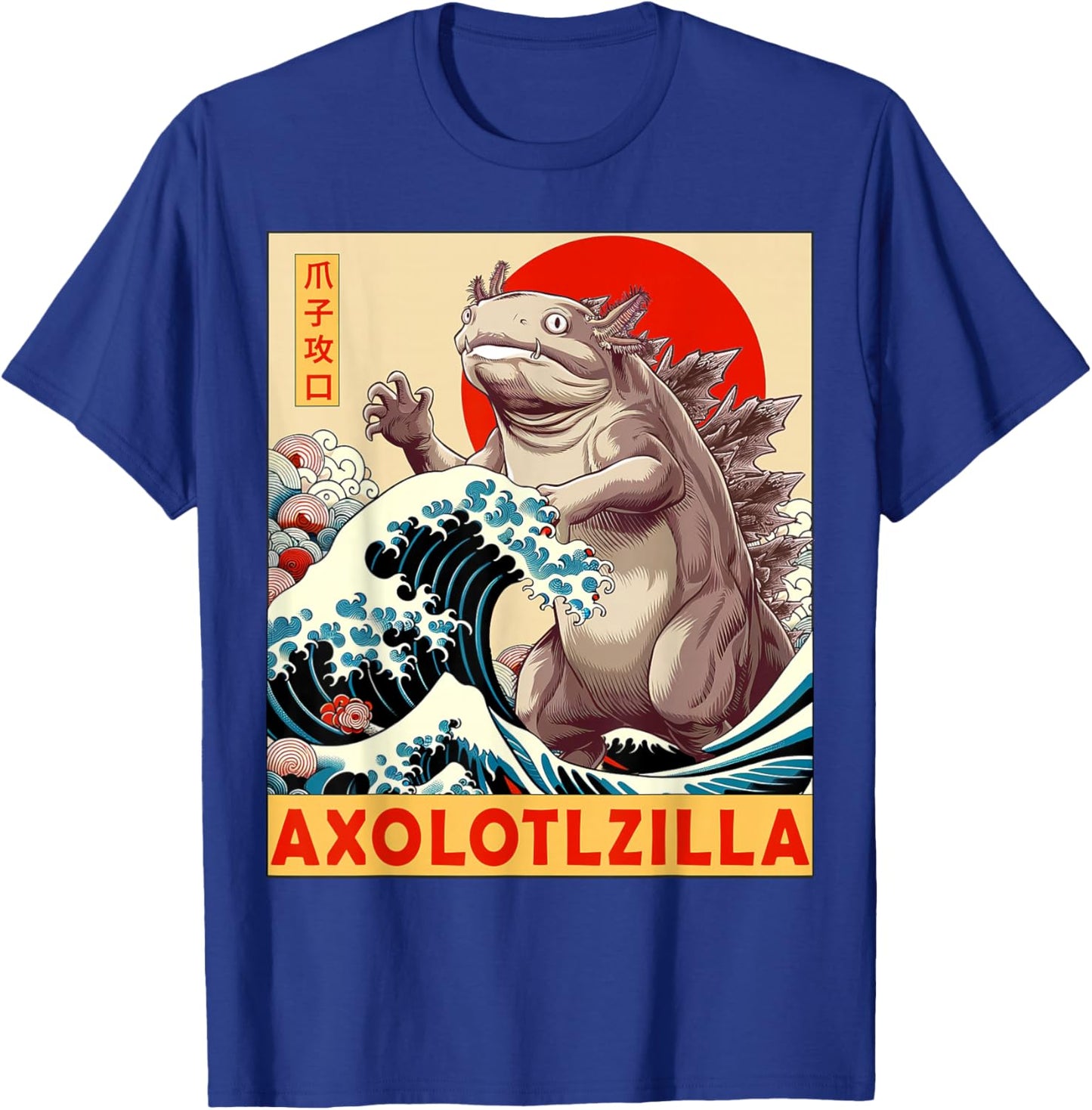 Axolotl Japanese Art Funny Axolotl Gifts Women Kid T-Shirt - T-Shirt | Royal