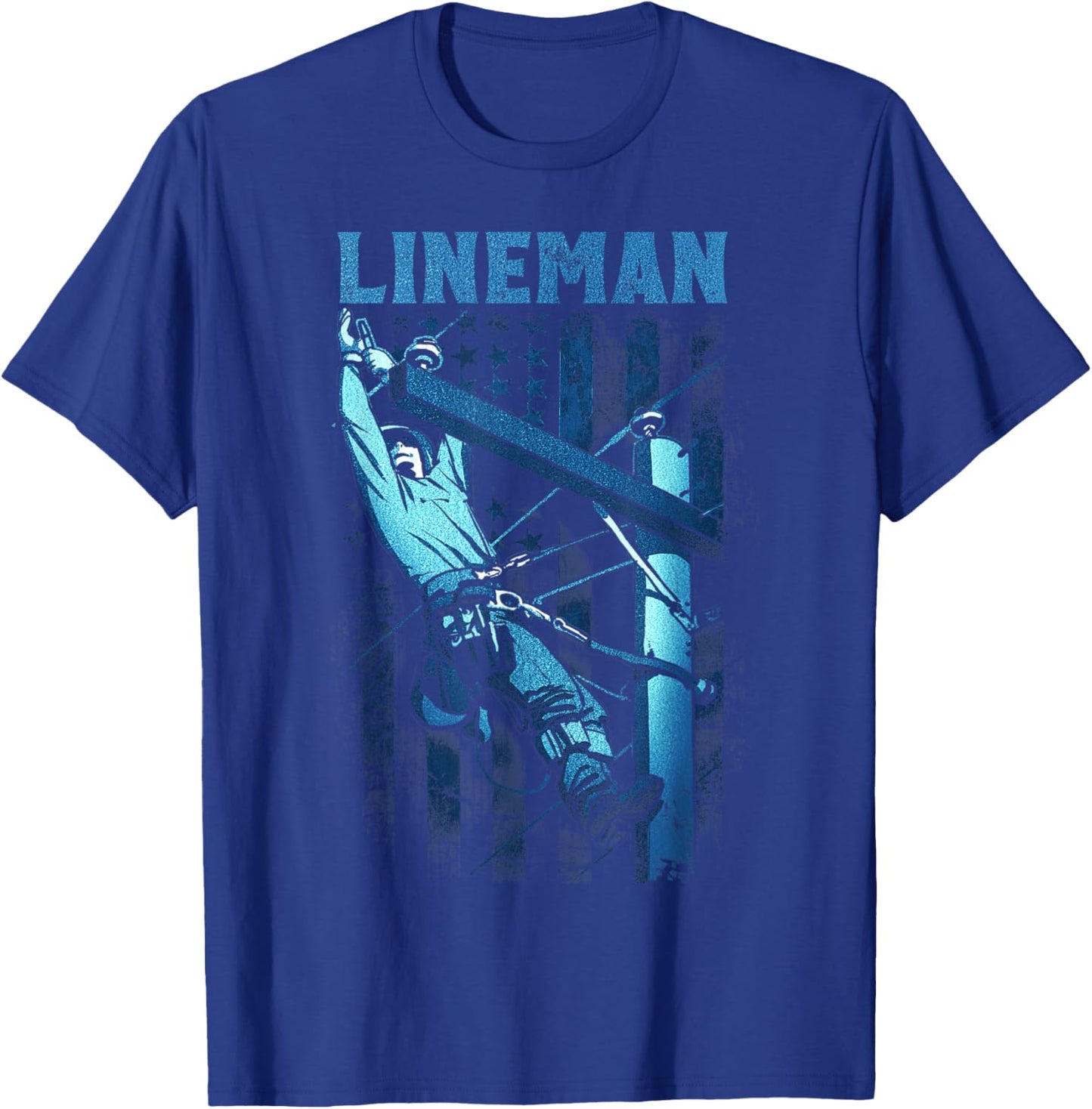 Lineman American Flag Electric Cable Lineman T-Shirt - T-Shirt | Royal