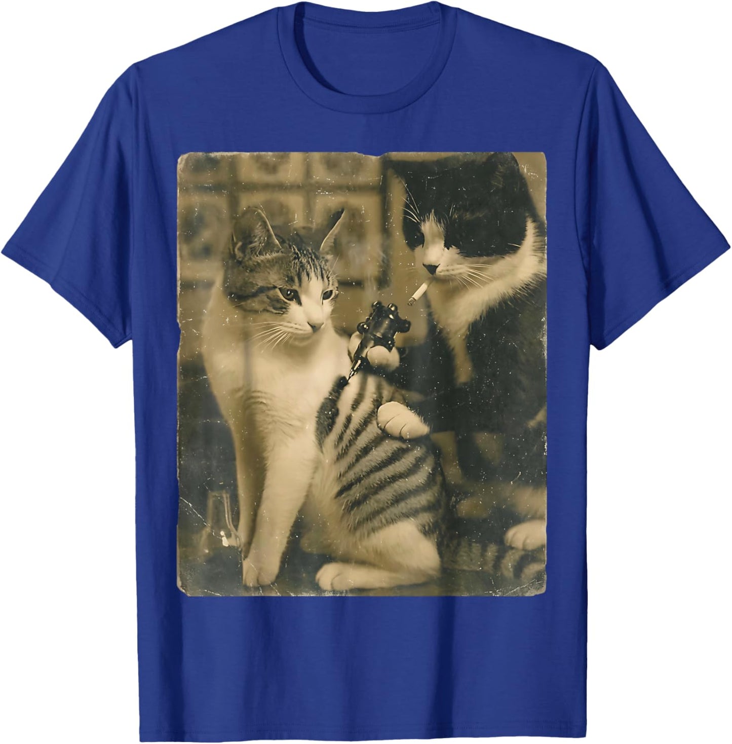Vintage Cats Tattoo Inked Cat Artist Funny Meme T-Shirt - T-Shirt | Royal