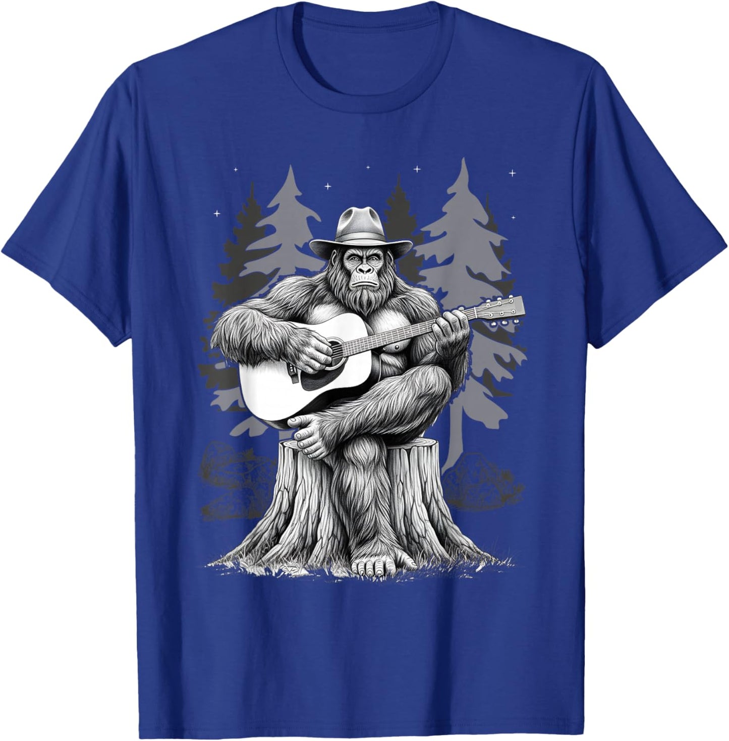 Bigfoot Playing Electric Guitar Sasquatch Rock On Big Foot T-Shirt - T-Shirt | Royal