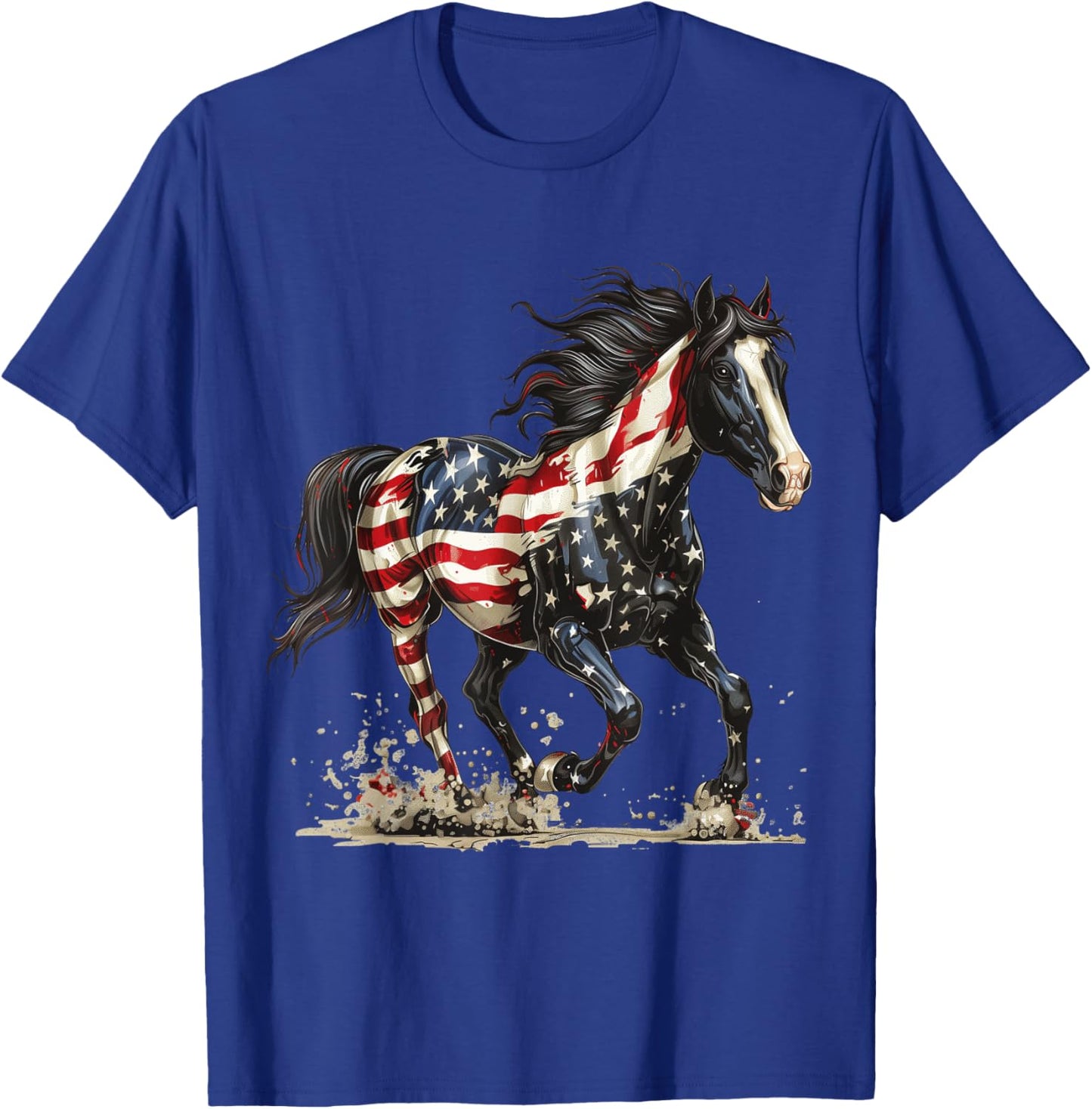 Patriotic Horse USA Flag Vintage Horse 4th of July T-Shirt - T-Shirt | Royal