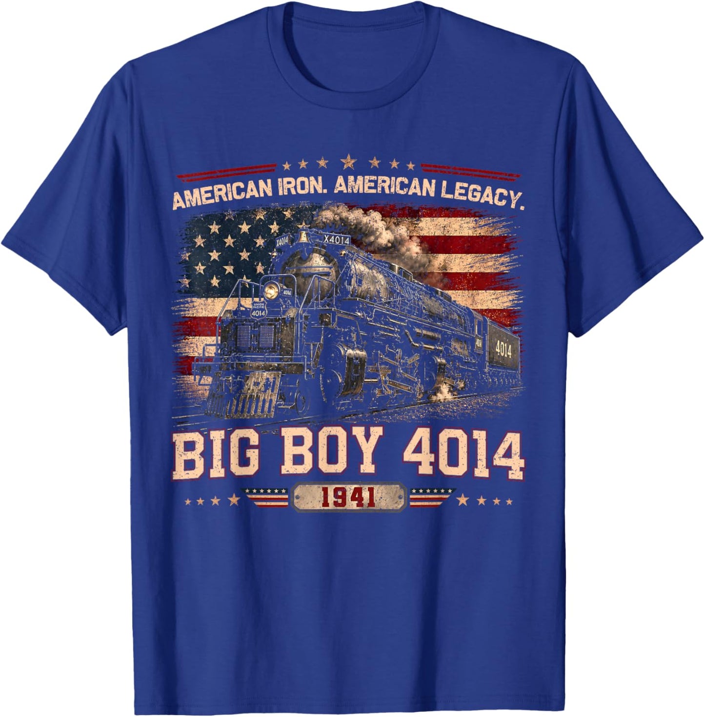 Big Boy 4014 Vintage Steam Locomotive Railroad Train Engine T-Shirt - T-Shirt | Royal