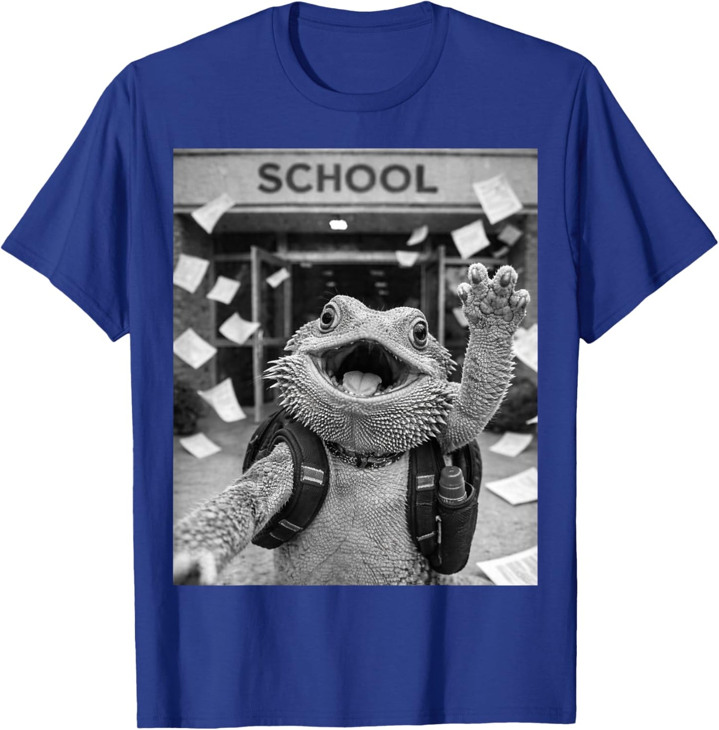 Bearded Dragon Lizard Last Day of School Summer Meme Selfie T-Shirt - T-Shirt | Royal