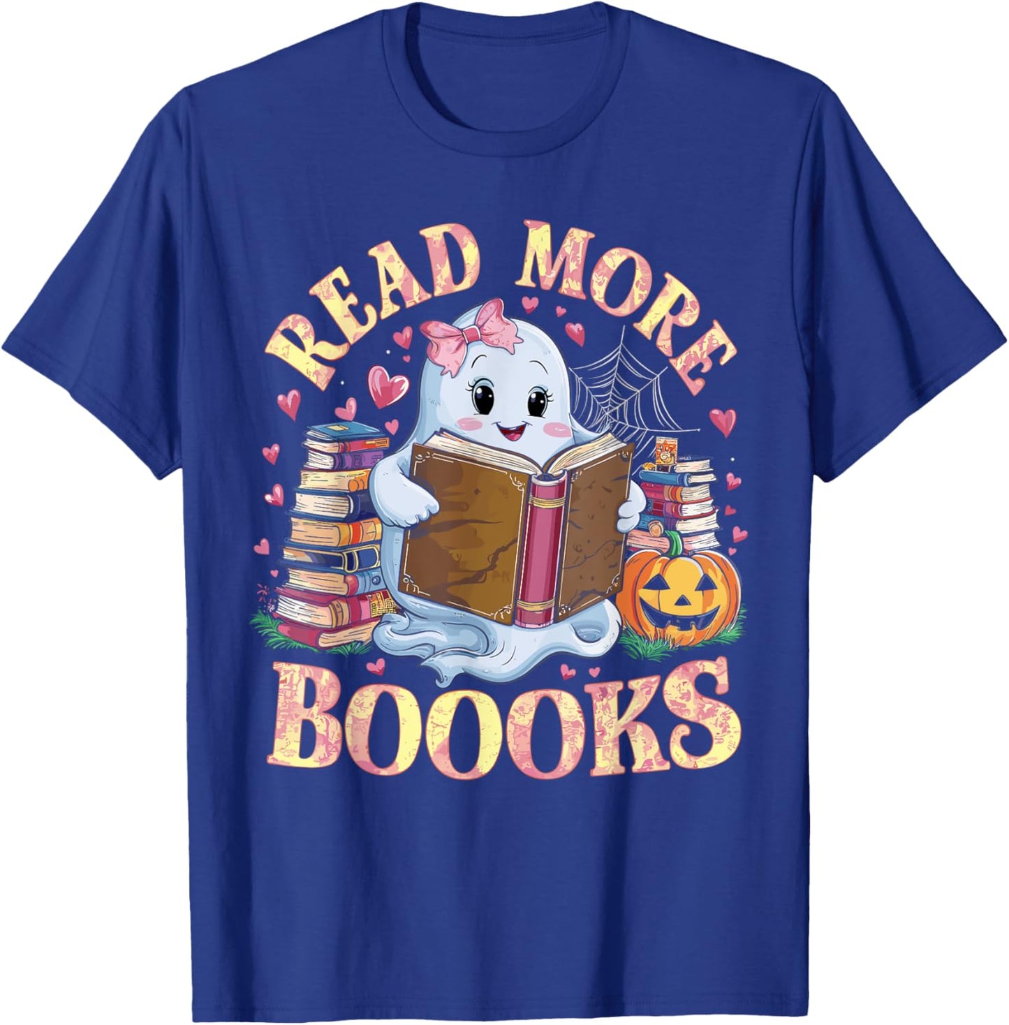 Cute Books Ghost Read More Booooks Funny Teacher Halloween Women Kids T-Shirt - T-Shirt | Royal