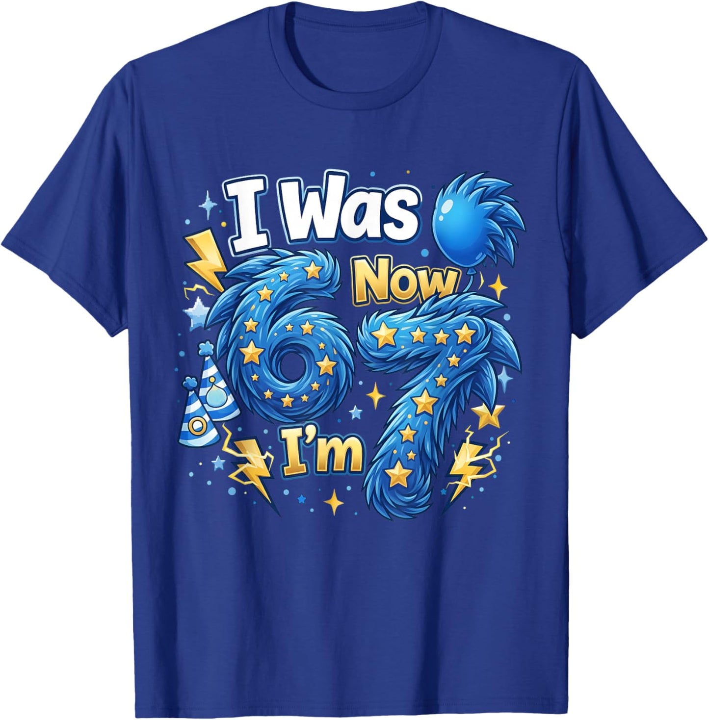 Retro I was 6 Now I'm 7 Six Seven Birthday 6 7 Birthday Boys T-Shirt - T-Shirt | Royal