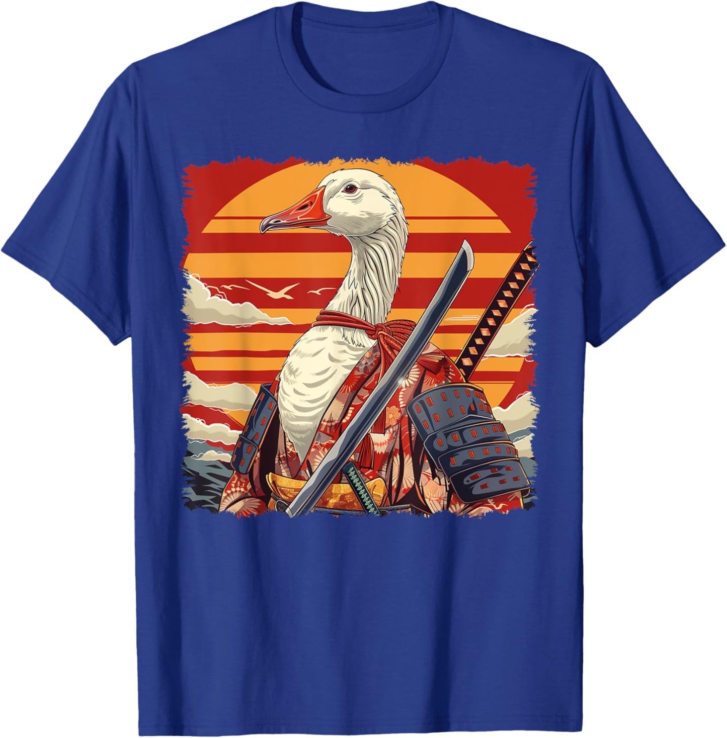 Goose Duck Japanese Art Samurai Ukiyo-e T-Shirt - T-Shirt | Royal