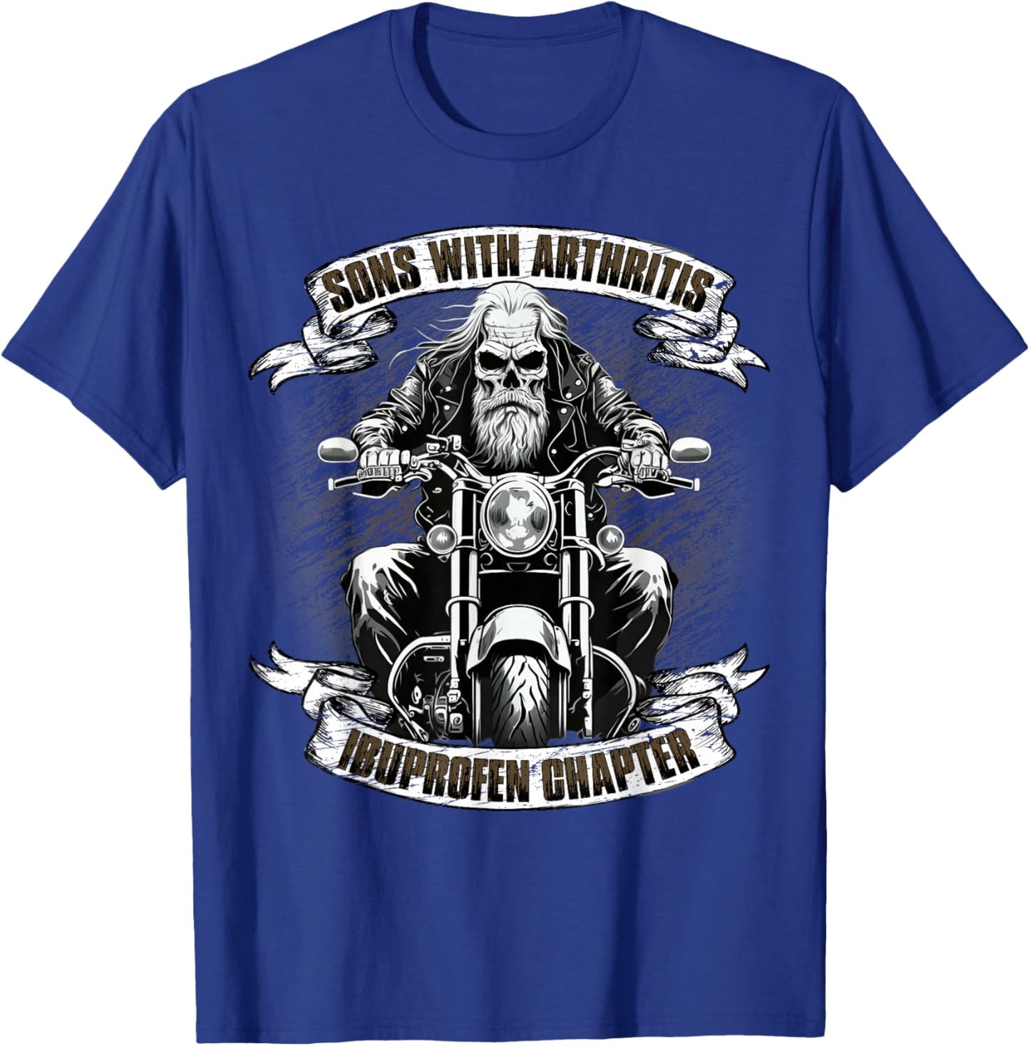 Funny Apparel for older Bikers Sons with Arthritis Ibuprofen Chapter Men's Black Motorcycle T-Shirt - T-Shirt | Royal
