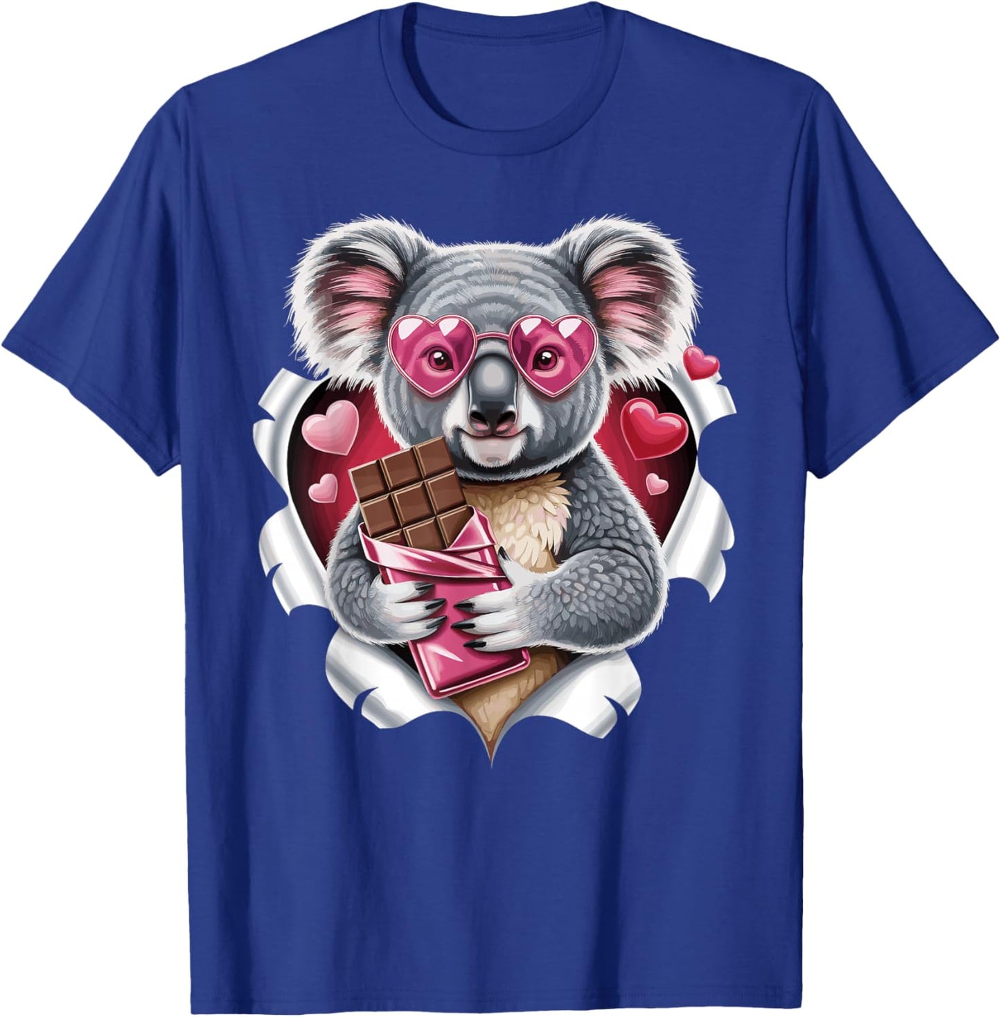 Cute Koala with Chocolate and Pink Hearts Love T-Shirt - T-Shirt | Royal