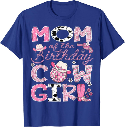 Mom Of The Birthday CowGirl Pink Rodeo Disco T-Shirt - T-Shirt | Royal