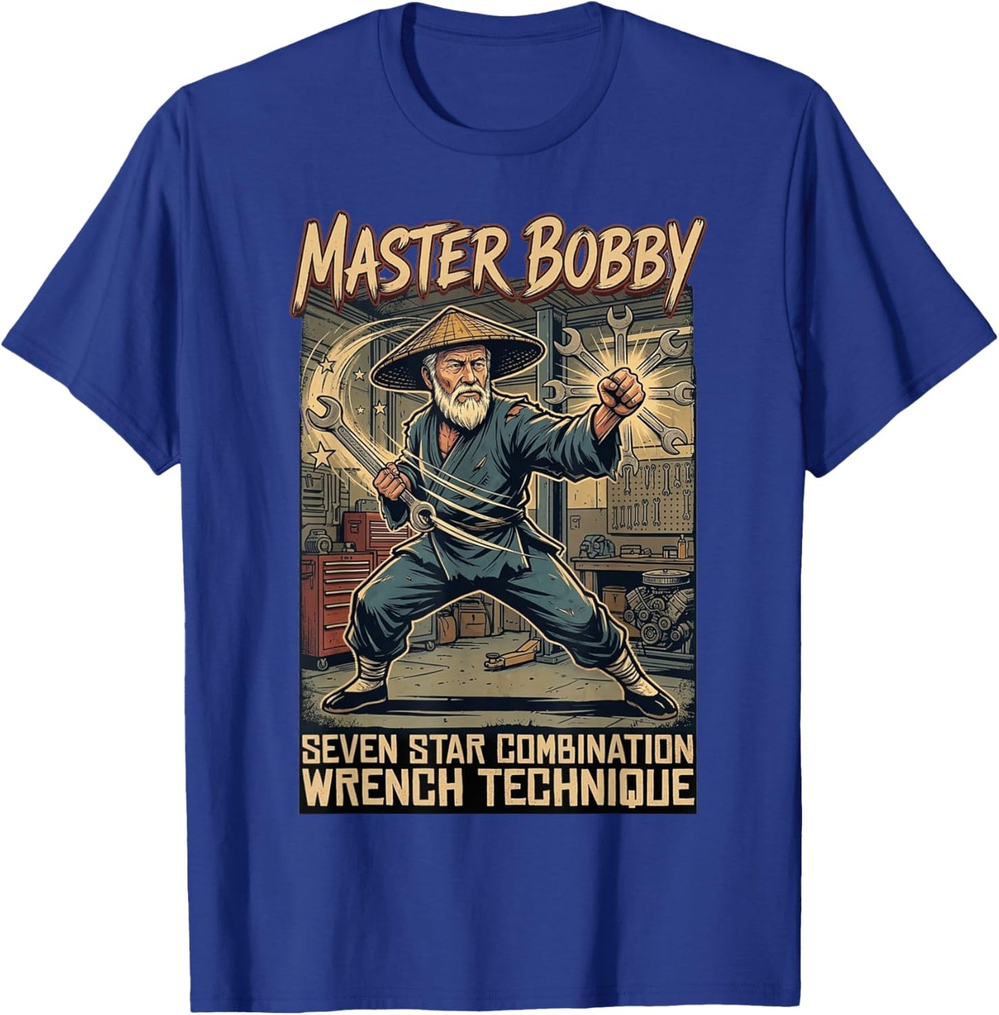 Master Bobby Seven Star Combination Wrench Design T-Shirt - T-Shirt | Royal