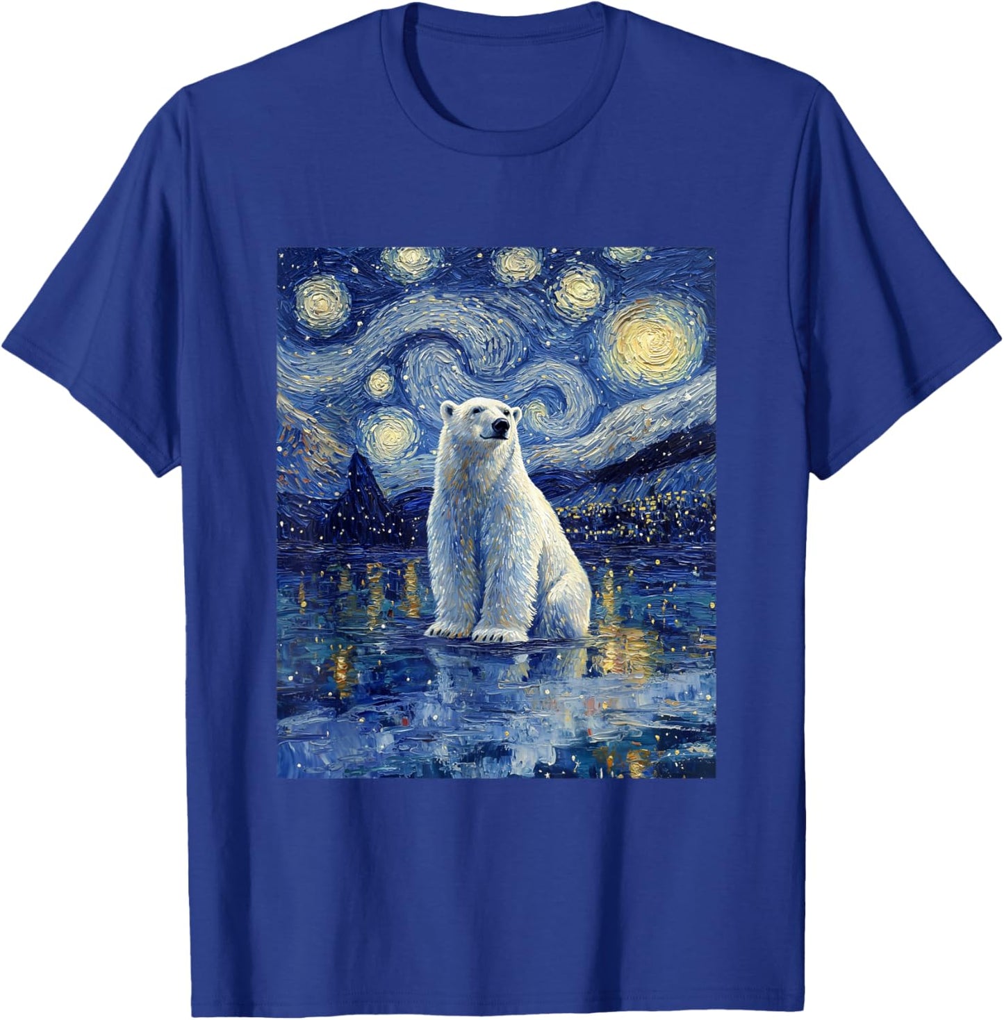 Cute Polar Bear - Van Gogh Style - Starry Night T-Shirt - T-Shirt | Royal