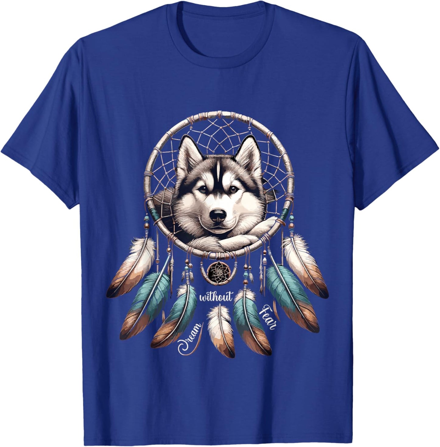 Dream Without Fear Wolf Dreamcatcher T-Shirt - T-Shirt | Royal