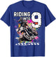 Motocross Birthday 9th Year Old Riding Into 9 MX Dirt Bike T-Shirt - T-Shirt | Royal