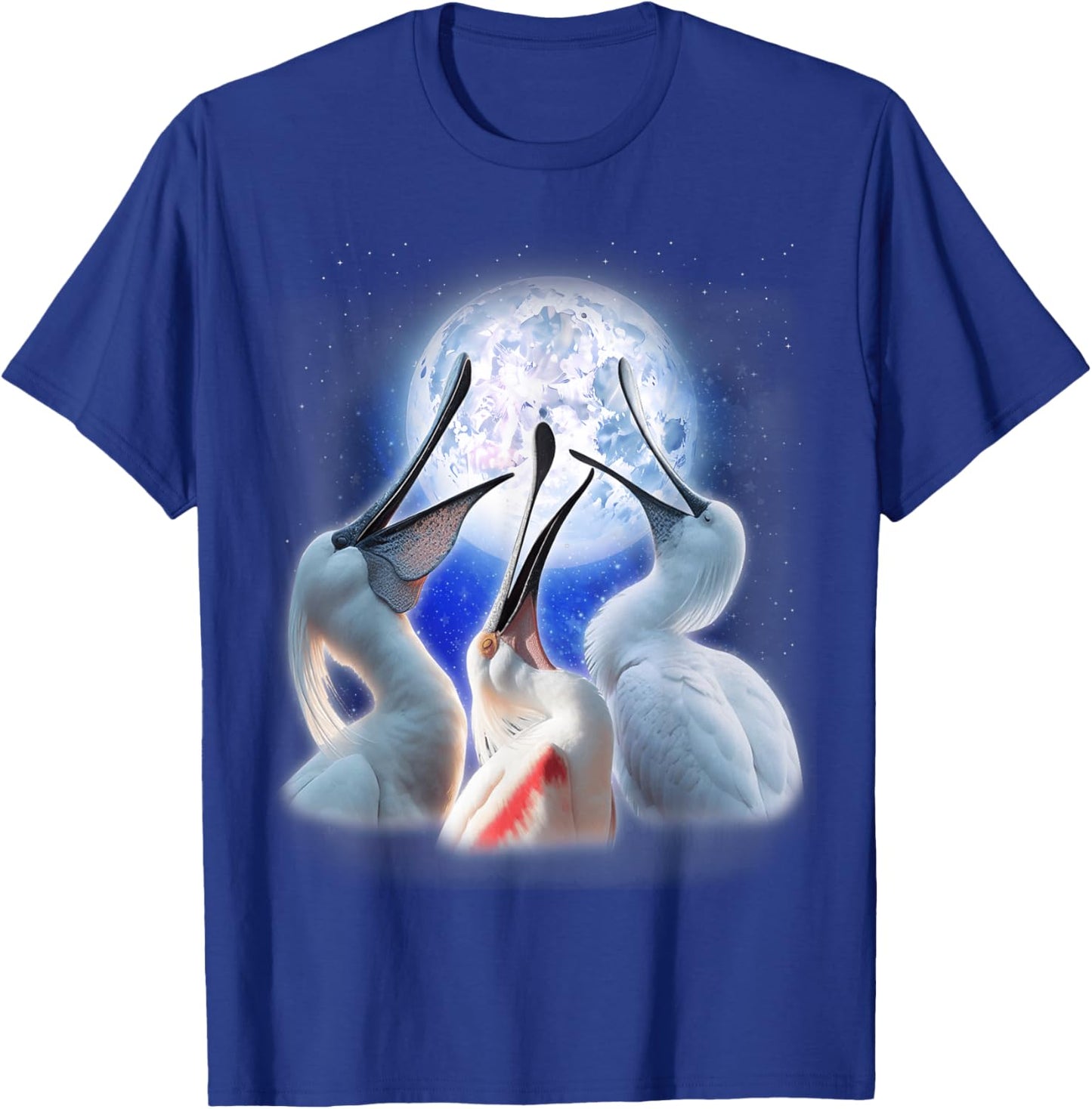 3 Spoonbills Howling At The Moon Funny Spoonbill Bird Lover T-Shirt - T-Shirt | Royal