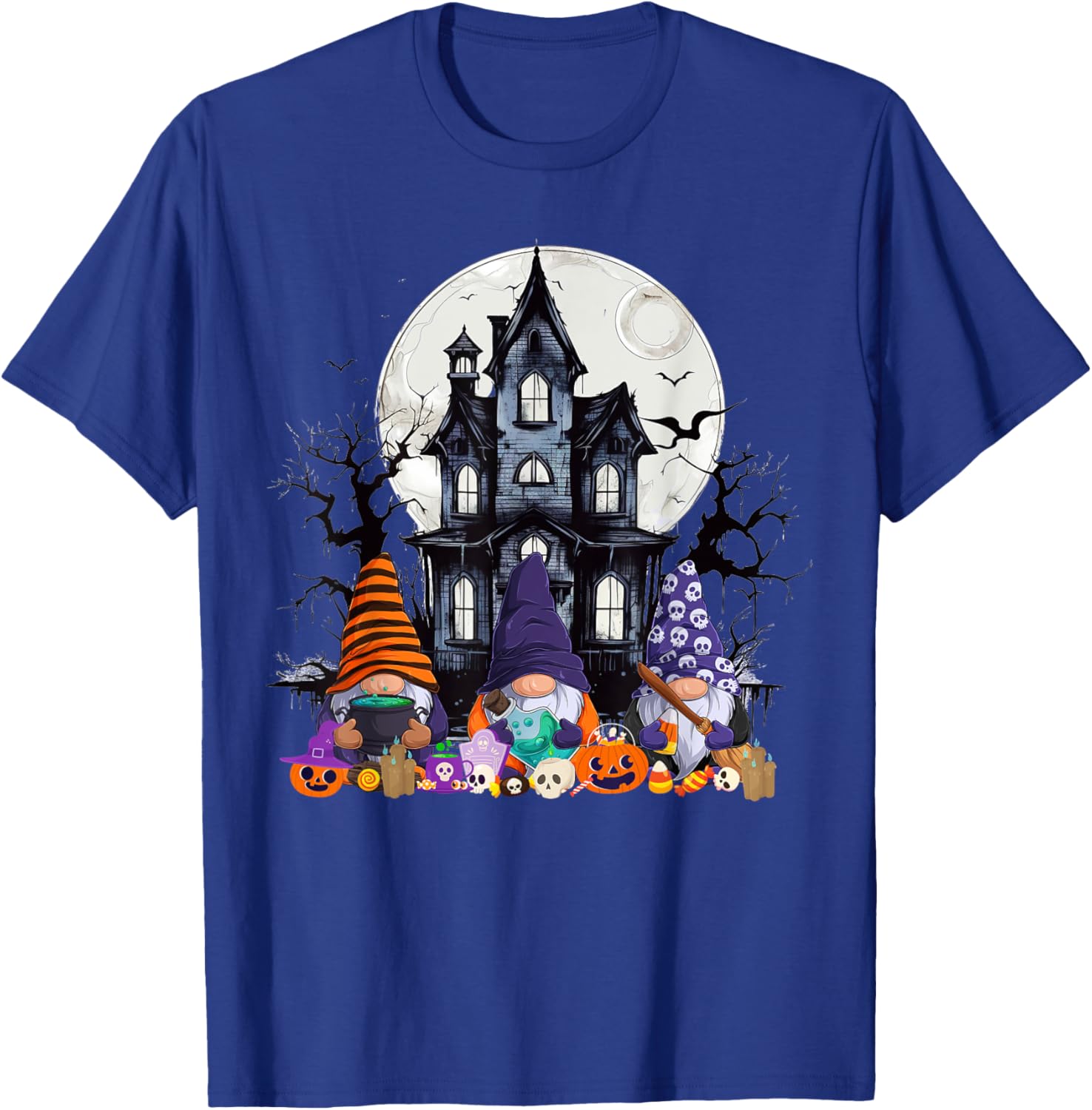 Gnome Witch Halloween Pumpkin Autumn Fall Holiday 2024 T-Shirt - T-Shirt | Royal