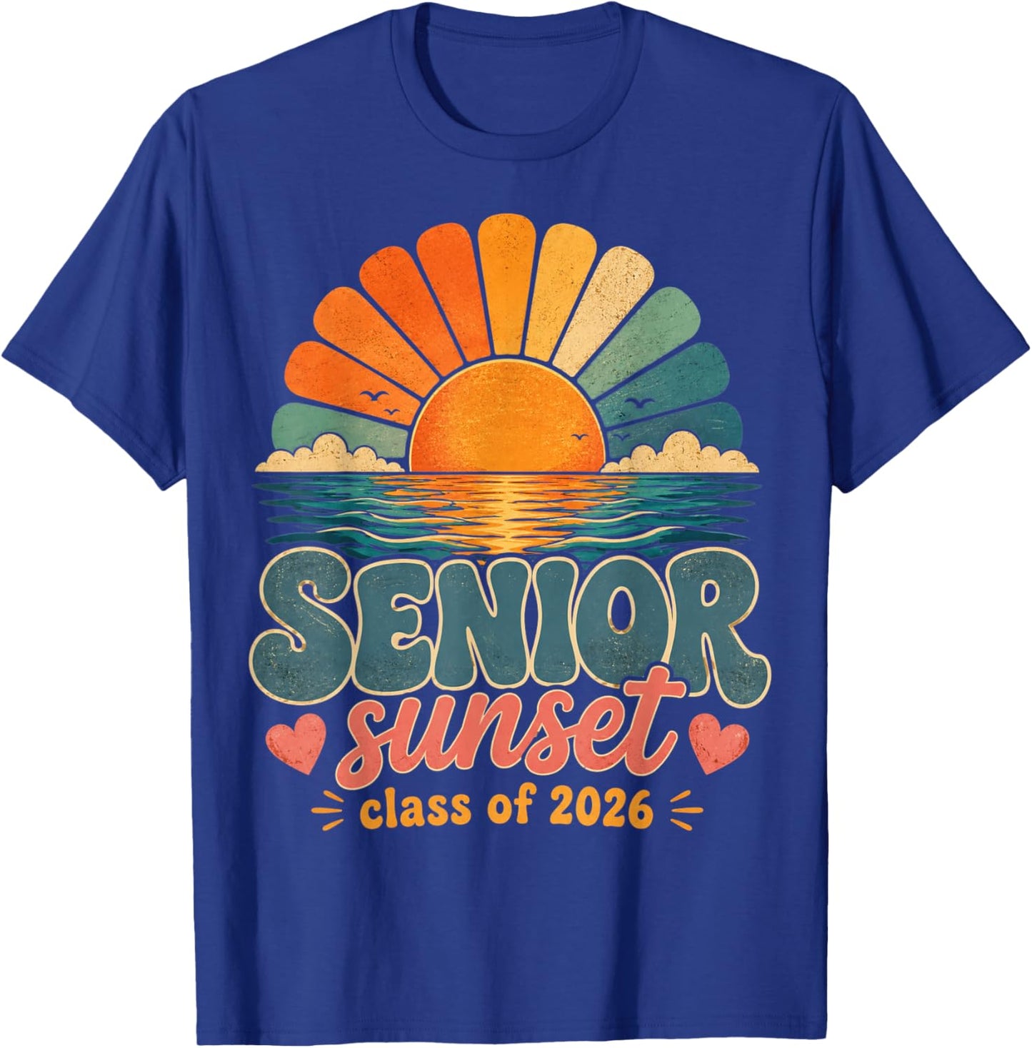 Senior Sunset Class of 2026 Retro Graduation T-Shirt - T-Shirt | Royal