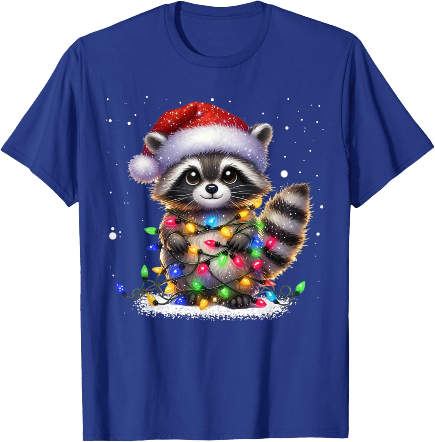Christmas Racoon Funny Christmas Lights Raccoon Holiday T-Shirt - T-Shirt | Royal