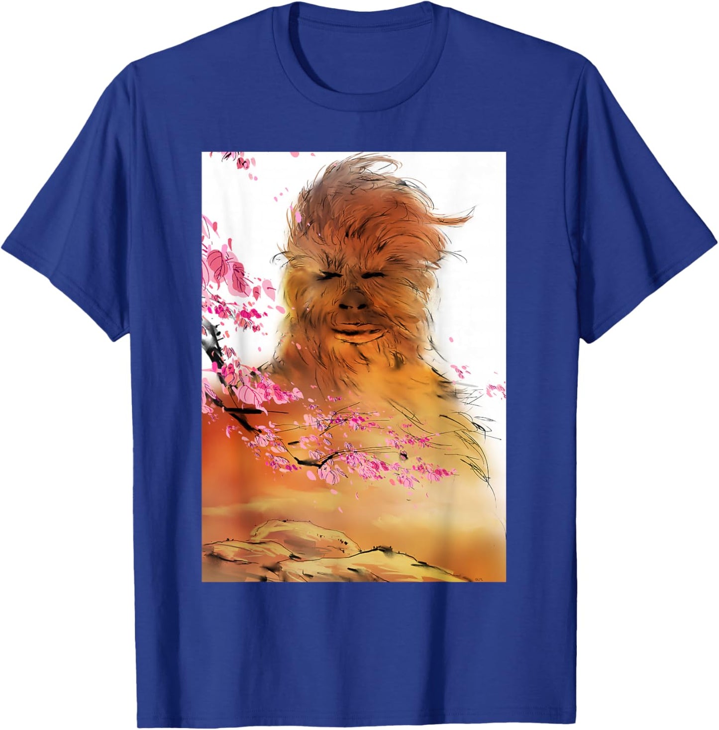 Star Wars Chewbacca Spring Cherry Blossoms Sakura Art T-Shirt - T-Shirt | Royal