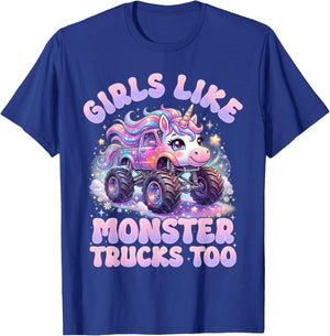 Girls Like Monster Trucks Too Cute Unicorn Monster Truck T-Shirt - T-Shirt | Royal