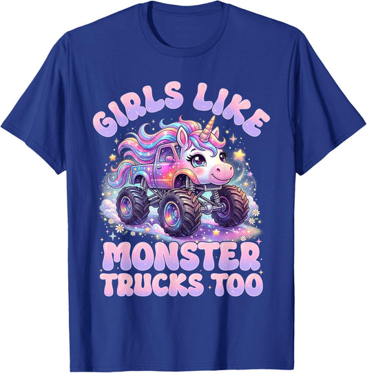 Girls Like Monster Trucks Too Cute Unicorn Monster Truck T-Shirt - T-Shirt | Royal