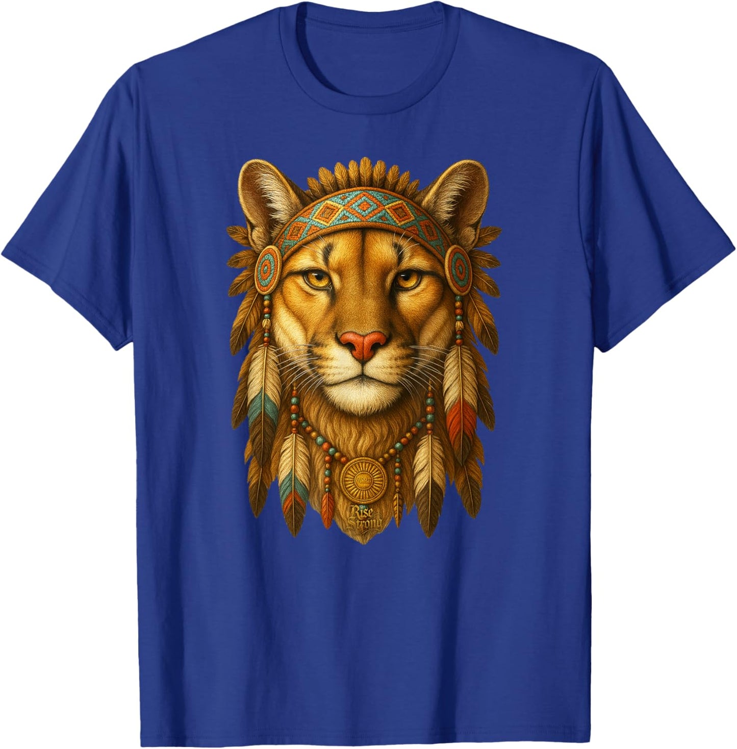 Native American - Lion Headdress Indian Chef T-Shirt - T-Shirt | Royal