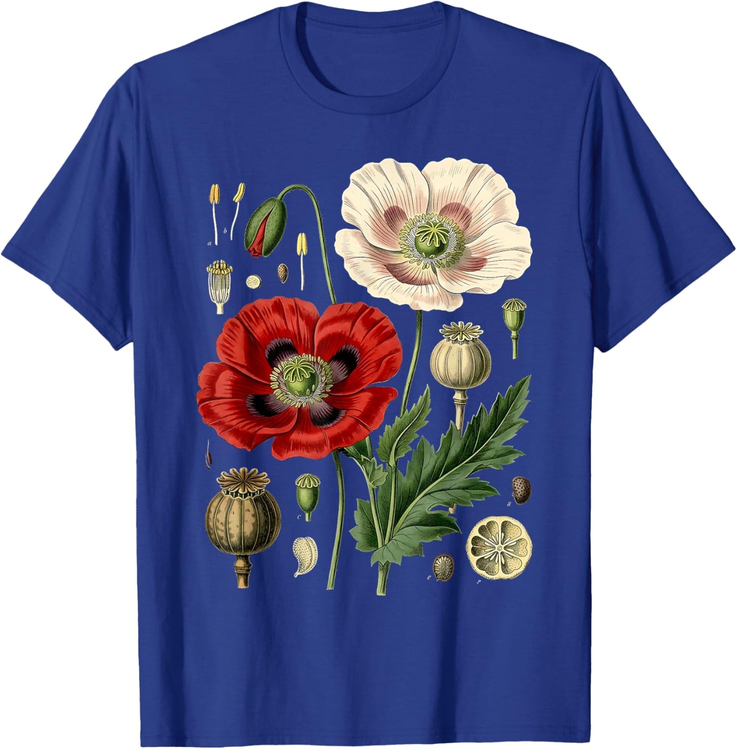 Red Poppy Flower Men Women Memorial Day Vintage Poppy T-Shirt - T-Shirt | Royal