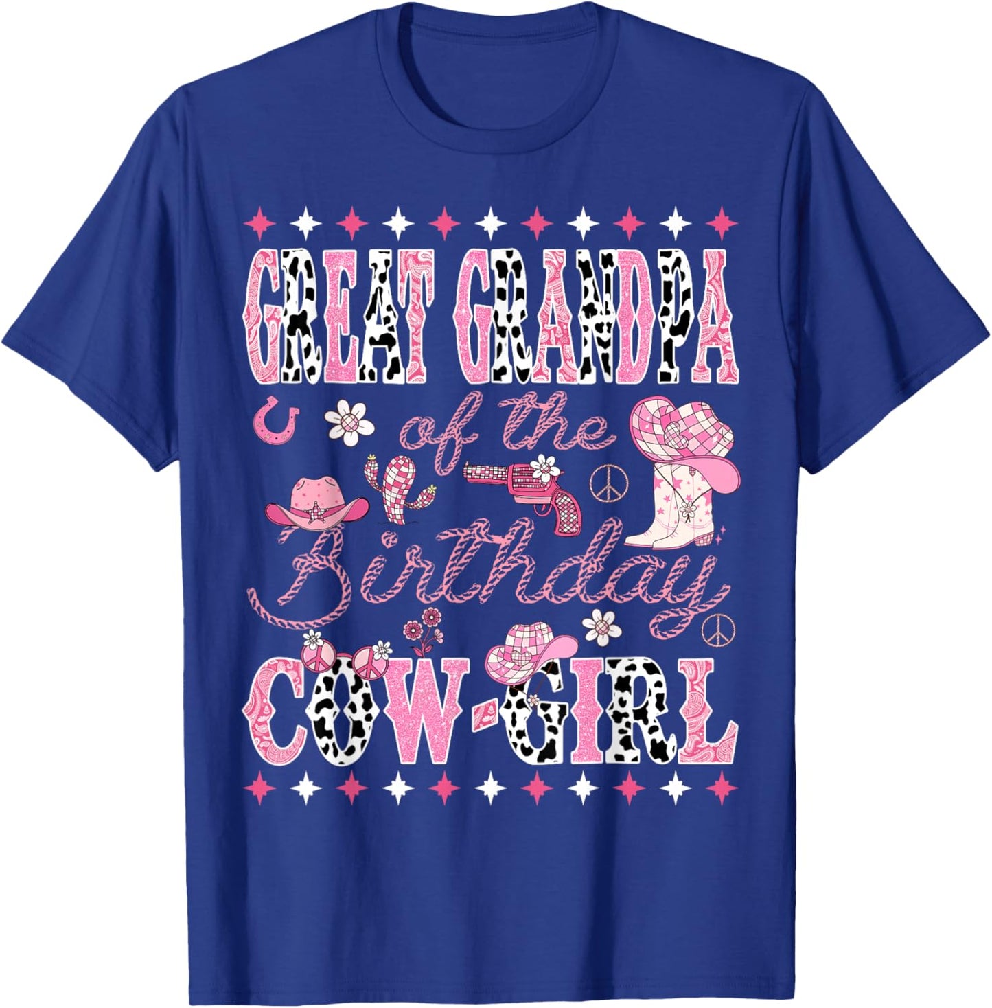 Great Grandpa Of The Birthday Cow Girl Rodeo Great Grandpa T-Shirt - T-Shirt | Royal