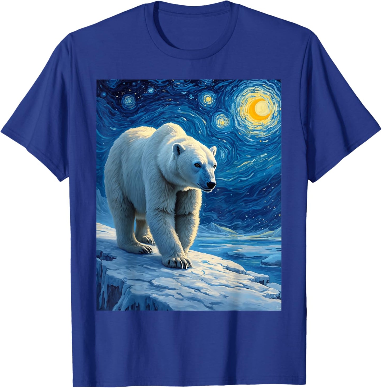 Van Gogh's Starry Night Polar Bear Ice Bear Animal Lovers T-Shirt - T-Shirt | Royal