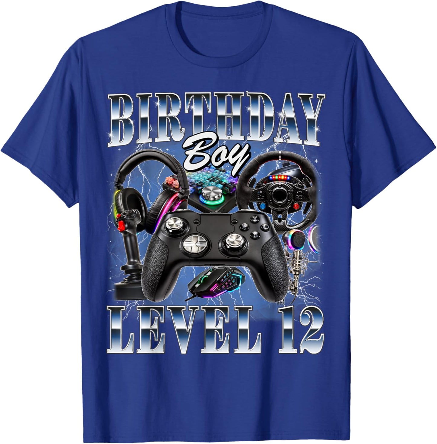 12th Birthday Boy Level 12 Video Gamer Lover 12 Year Old T-Shirt - T-Shirt | Royal