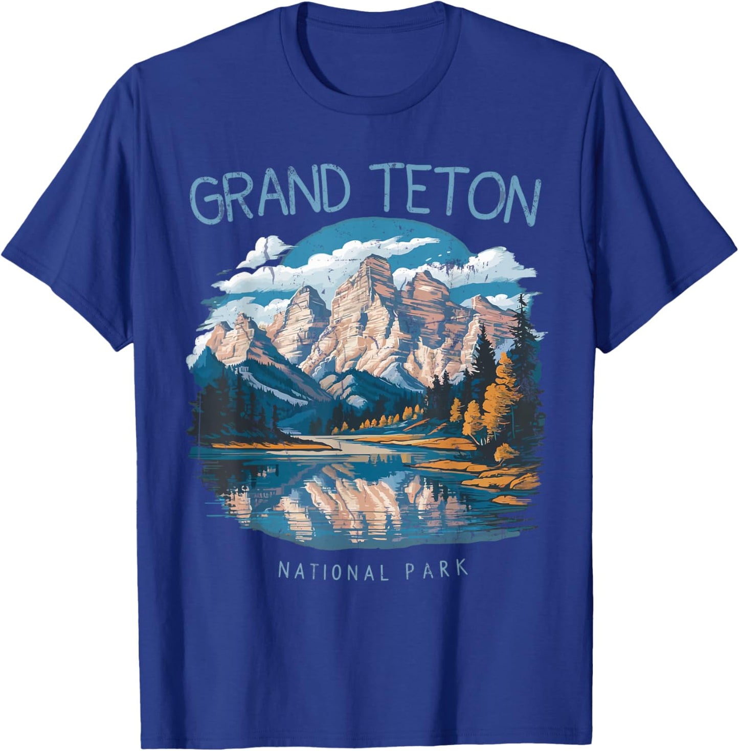 Grand Teton Retro US Wyoming Jackson Hole Lake Vintage Parks T-Shirt - T-Shirt | Royal