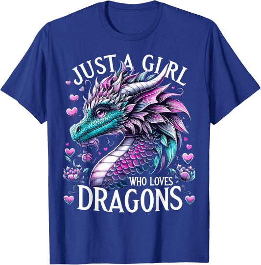 Dragon Cute Just A Girl Who Loves Dragons T-Shirt - T-Shirt | Royal