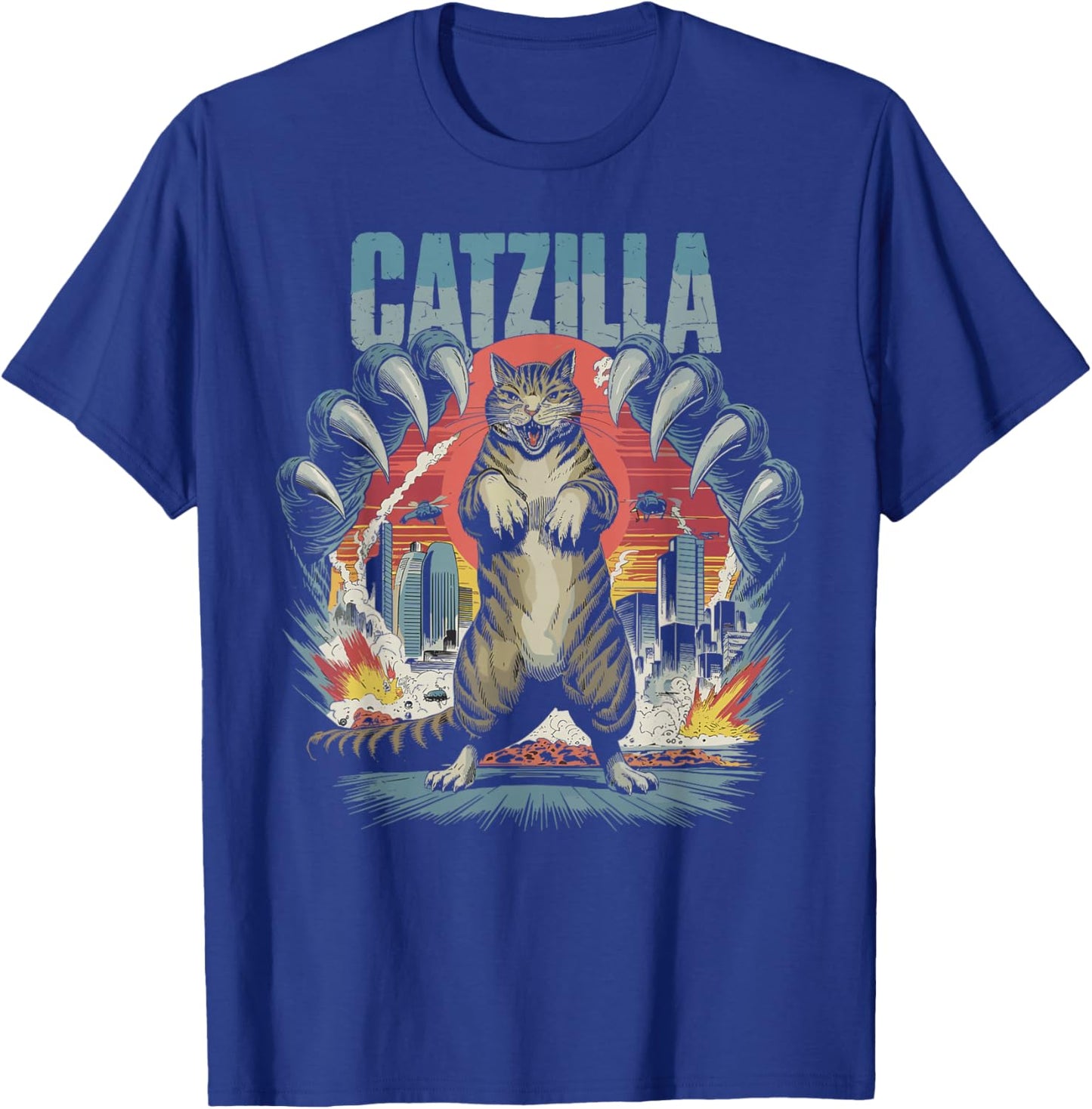 Catzilla Cat Funny Kitten Lover Japanese Art Men Women T-Shirt - T-Shirt | Royal