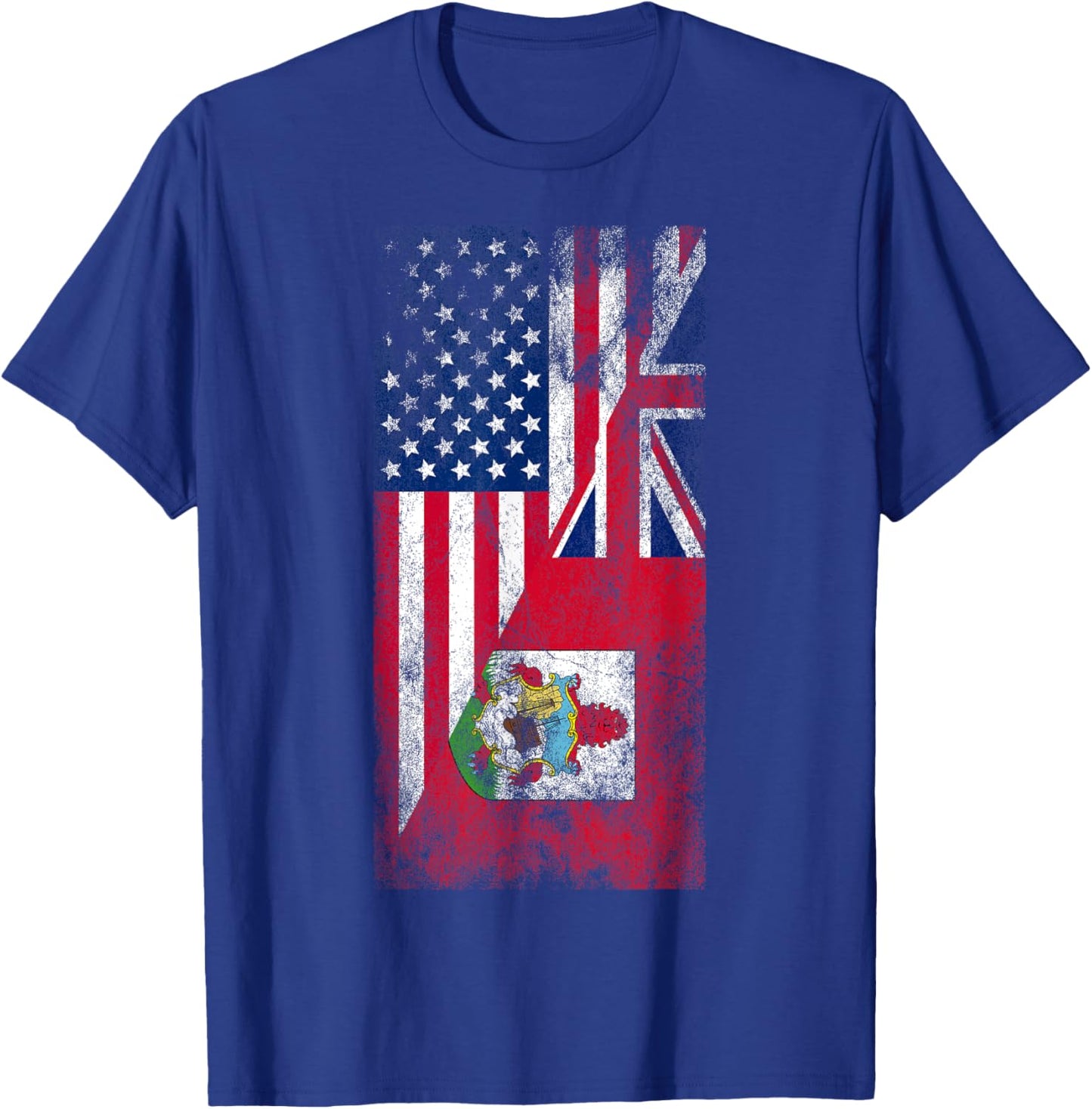 USA & Bermuda Flags - United States of America, Bermudan T-Shirt - T-Shirt | Royal