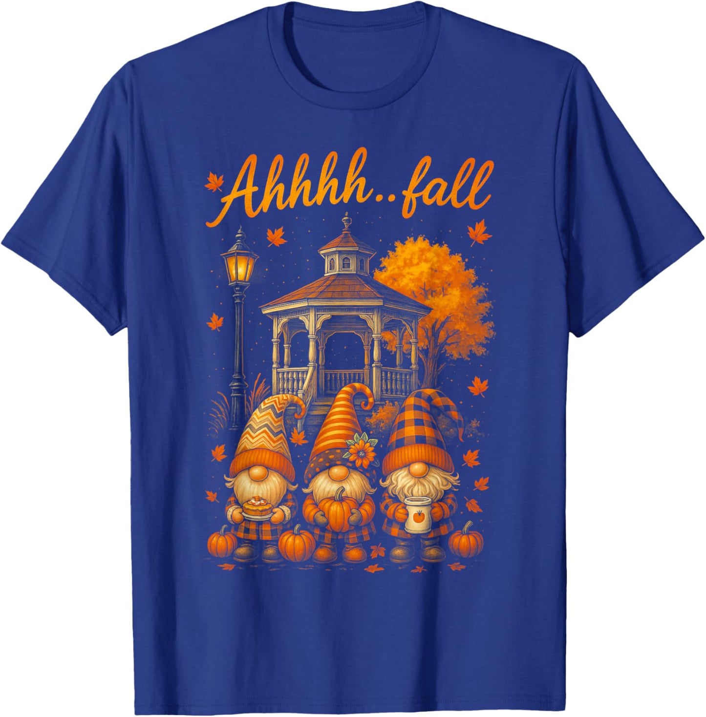 HUGvyn Ahhhh...Fall Season Pumpkin Gnome Autumn Thanksgiving T-Shirt - T-Shirt | Royal