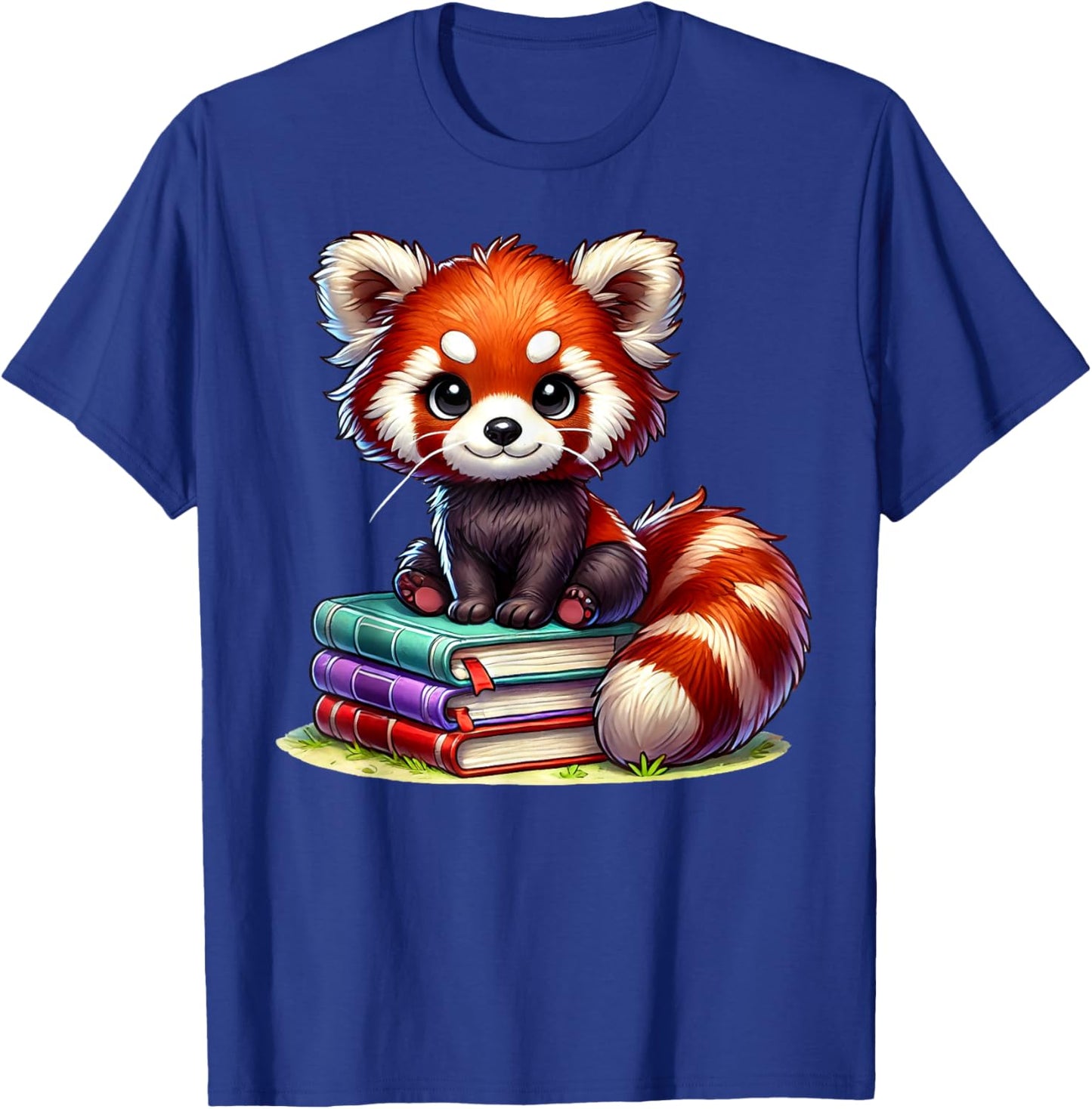 Red Panda Books Lover Reading Bookworm T-Shirt - T-Shirt | Royal