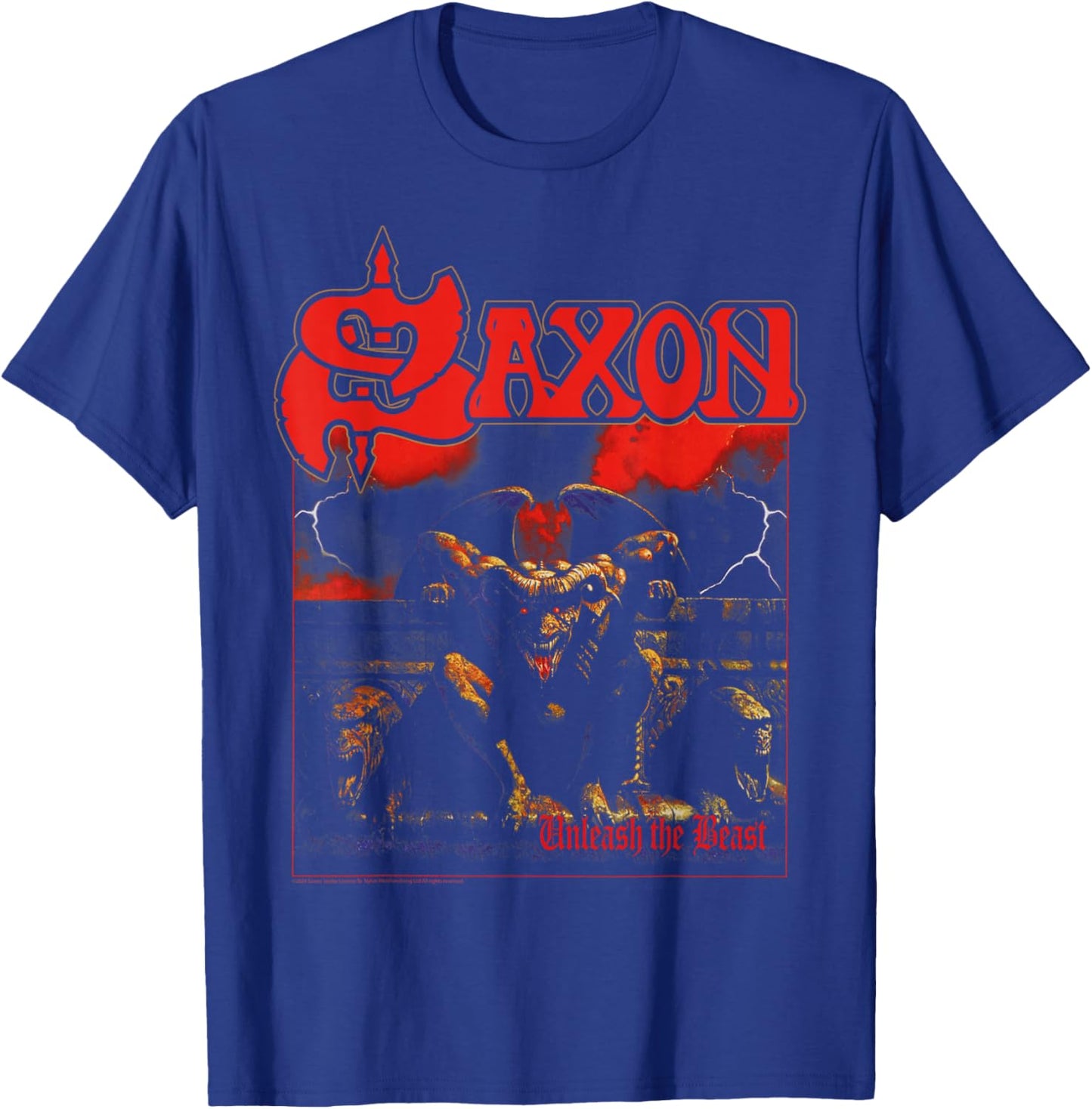 Official Saxon Unleash The Beast Heavy Metal Band Retro T-Shirt - T-Shirt | Royal