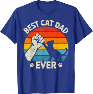 Best Cat Dad Ever Matching Family Fathers Day Cat Lover T-Shirt - T-Shirt | Royal