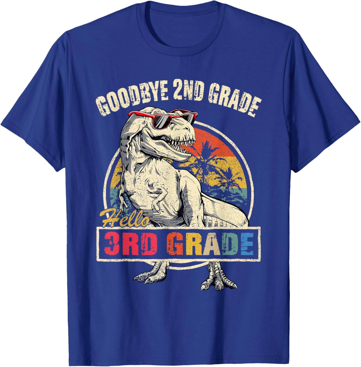 Goodbye 2nd Grade Hello 3rd Grade Graduation T Rex Boys Kids T-Shirt - T-Shirt | Royal