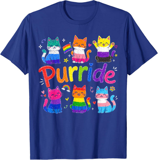 Purride Cat Animal Lovers Women Kids Pride Month T-Shirt - T-Shirt | Royal