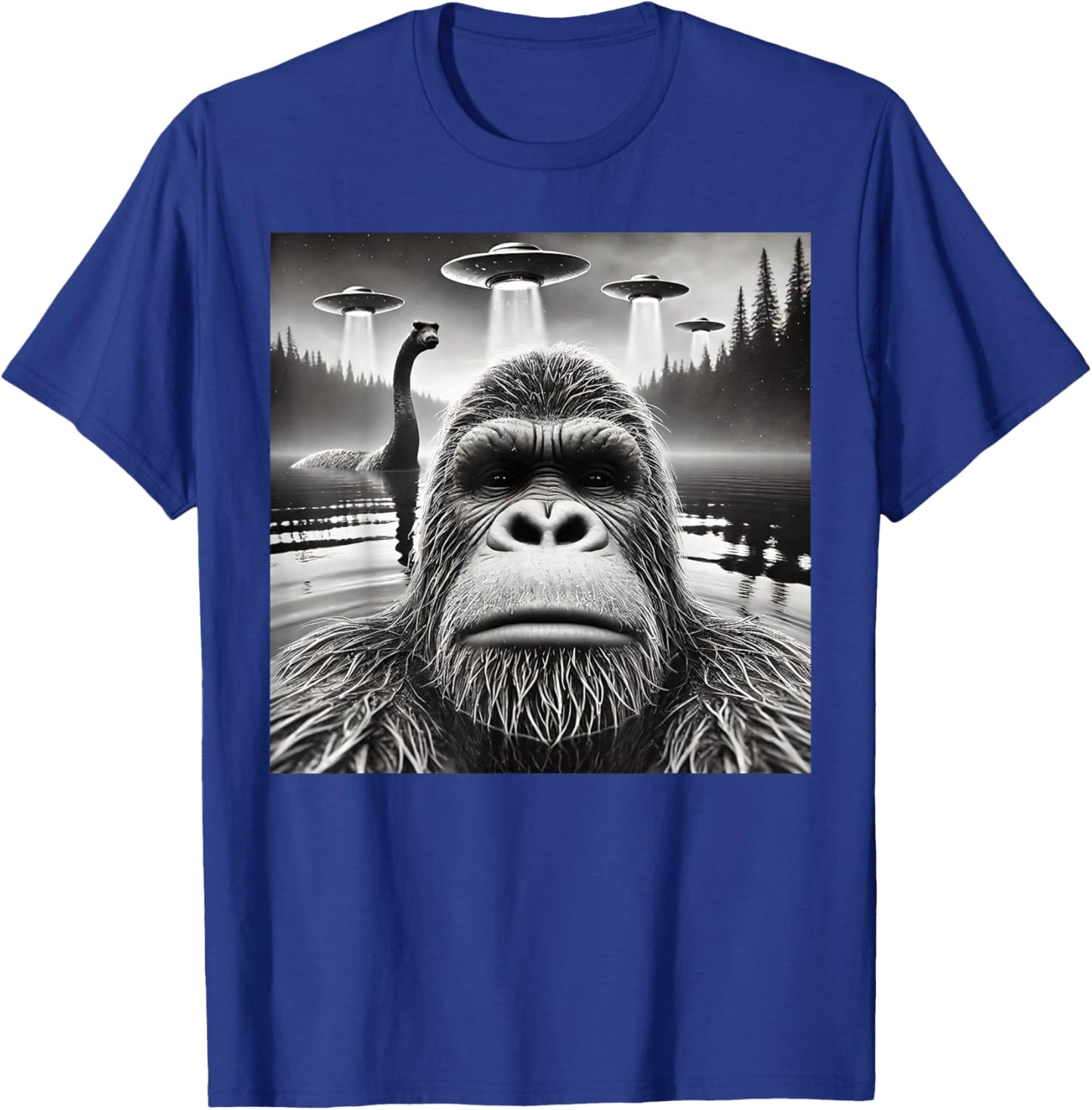 Bigfoot Lock Ness Monster Alien UFO Funny Graphic T-Shirt - T-Shirt | Royal