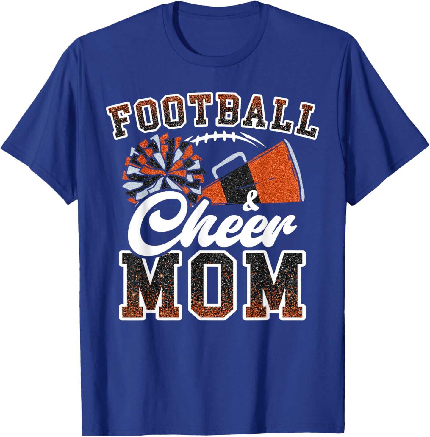 Loud Proud Football & Cheer Mom Cheerleader Mom Mama Orange T-Shirt - T-Shirt | Royal