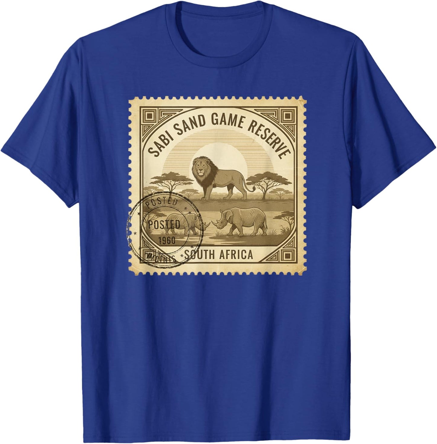 African Safari Stamp Sabi Sand Game Reserve Postage T-Shirt - T-Shirt | Royal